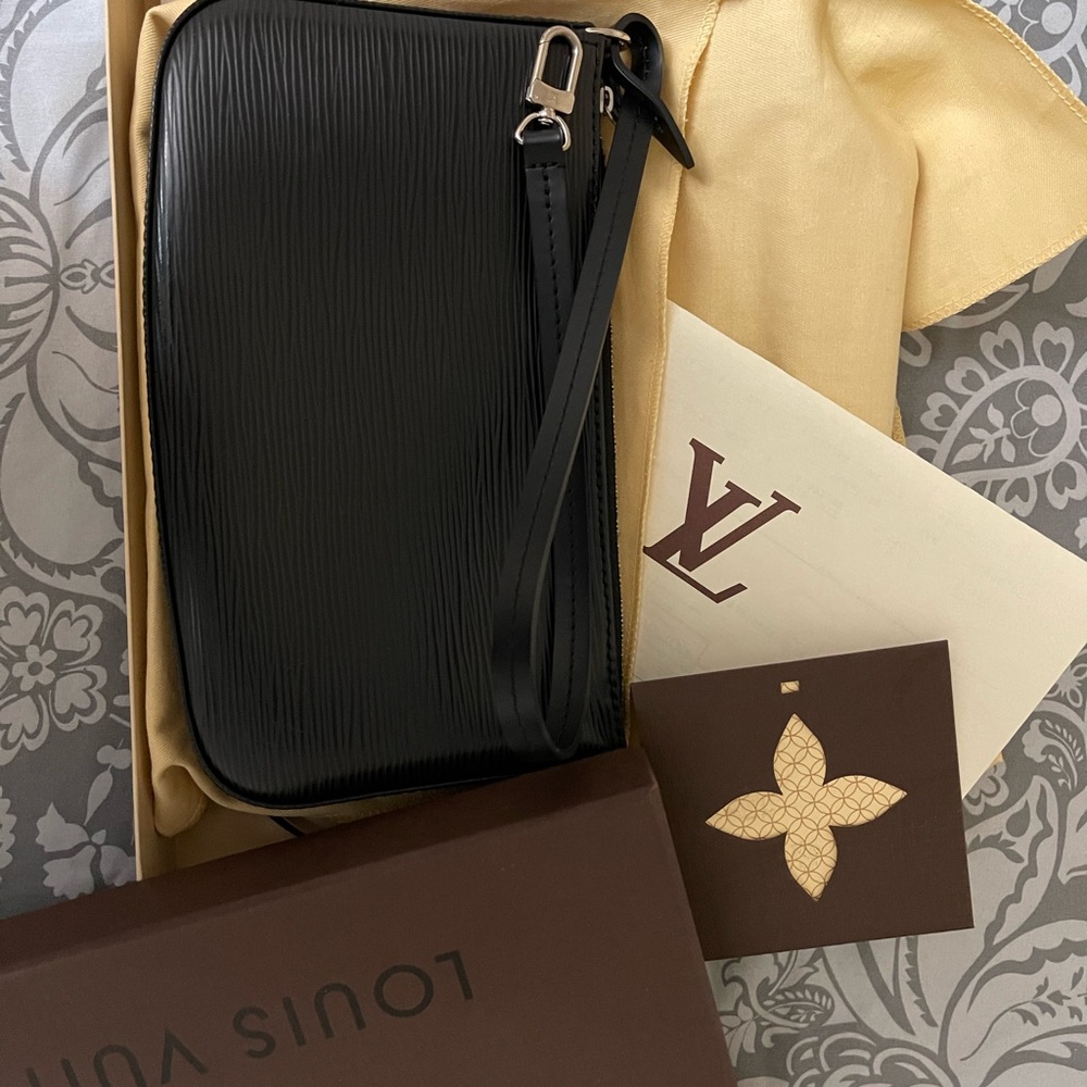 Louis Vuitton Black Leather Clutch